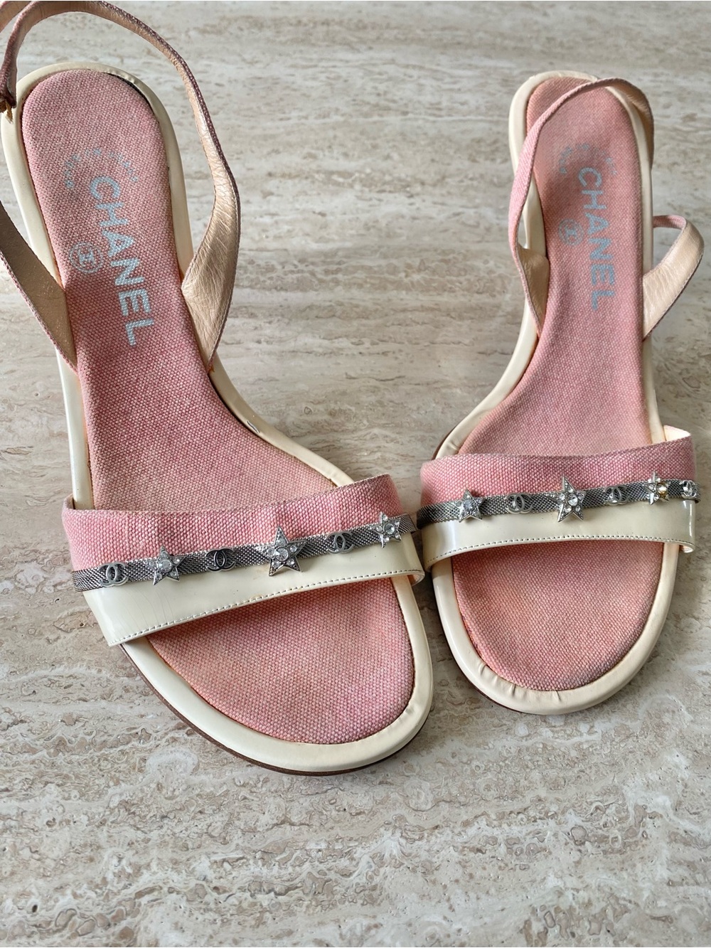 Vintage Chanel Crystal Star CC Sandal Heels - Picture 5 of 12